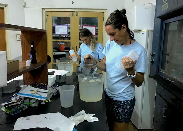 WhatsApp-Image-2019-07-28-at-12.17.02 RRFB Project Coordinator, Francesca Virdis, practices the steps involved in coral fertilization in vitro.